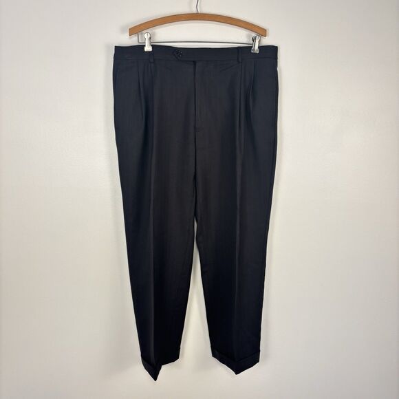 Jos A Bank Mens 43R Navy Blue Pinstripe Suit Blazer Pants 2 Piece Wool READ - Picture 8 of 15